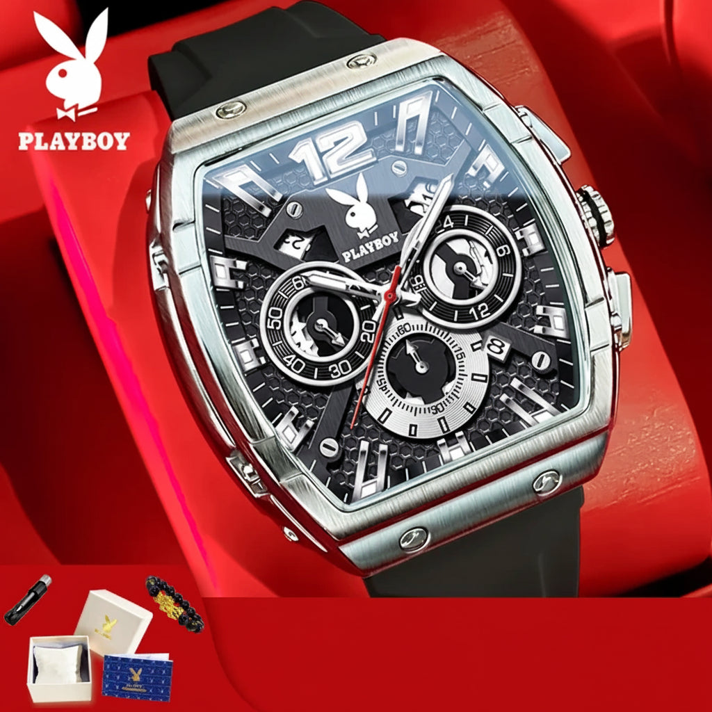 Montre Quartz Homme PLAYBOY 3075 Tonneau Calendrier Complet – CLEVI Paris