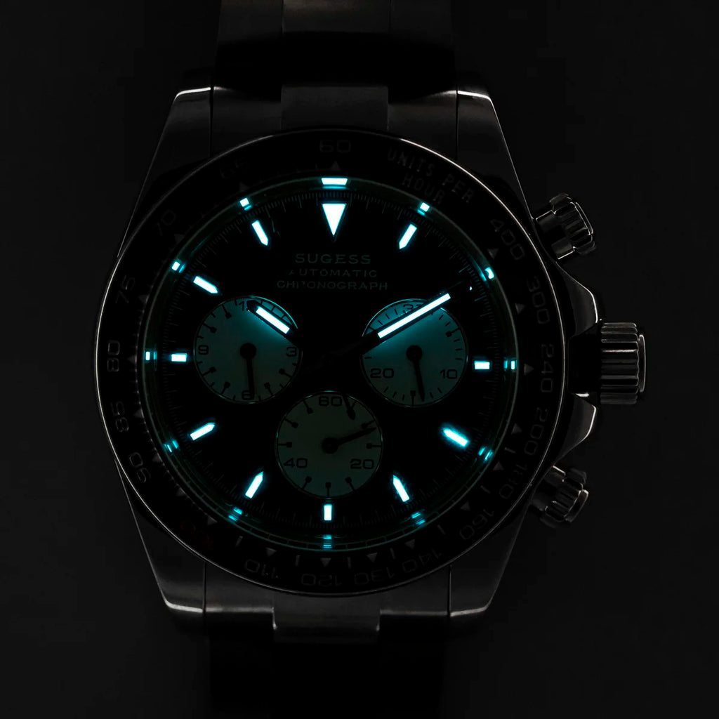 SUGESS Montre Automatique Homme Chronographe Peacock SL-4801 Saphir Acier 39mm 50m – CLEVI Paris