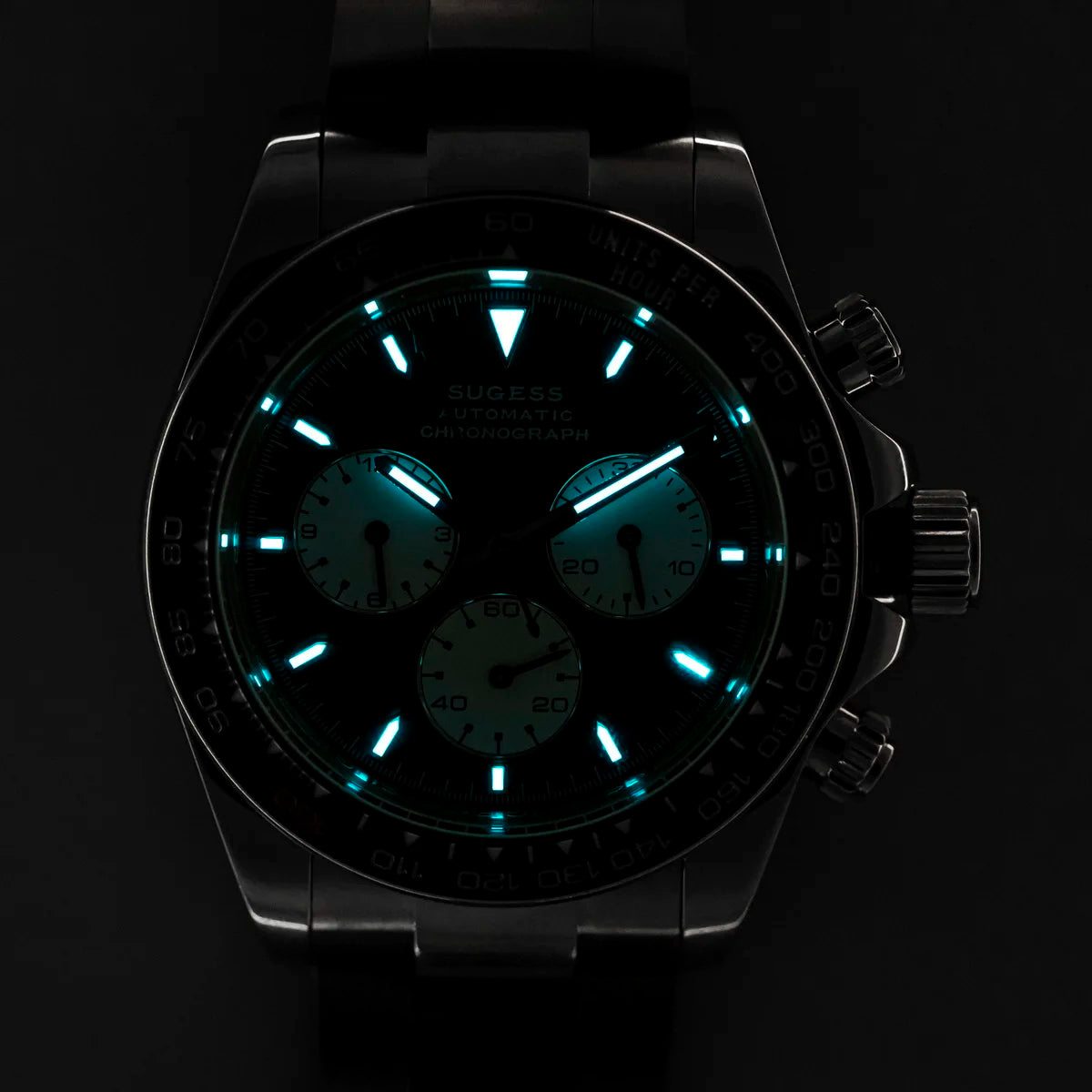 SUGESS Montre Automatique Homme Chronographe Peacock SL-4801 Saphir Acier 39mm 50m – CLEVI Paris