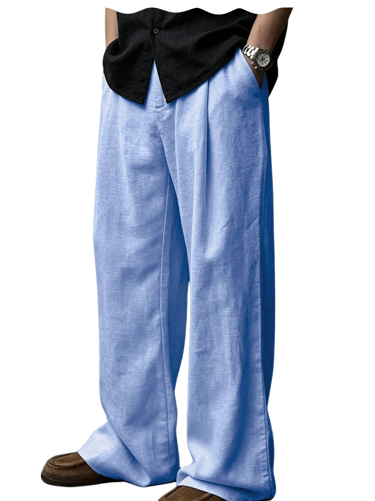 Pantalon homme plissé taille haute jambes larges – CLEVI Paris