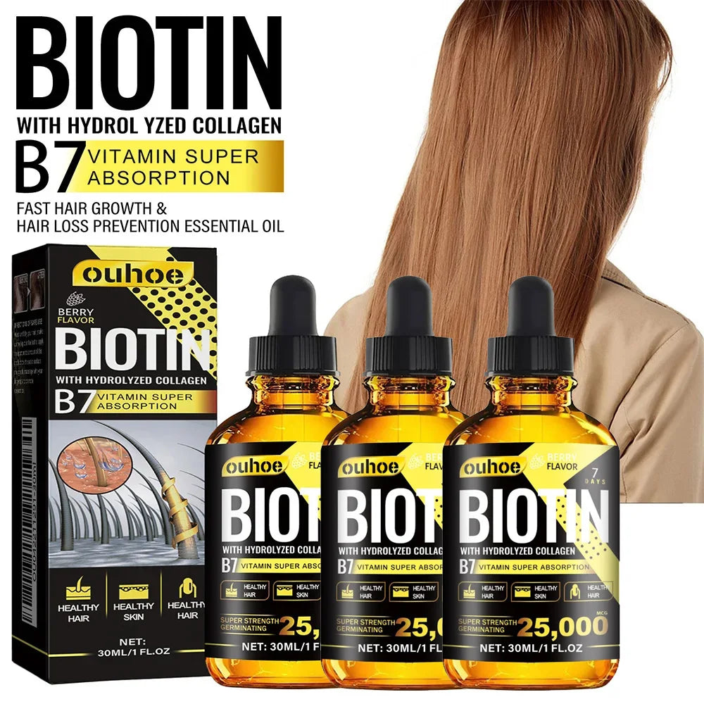 Huile Capillaire Collagène & Vitamine B7 Anti-Chute Repousse Sans Rinçage 30ml – CLEVI Paris