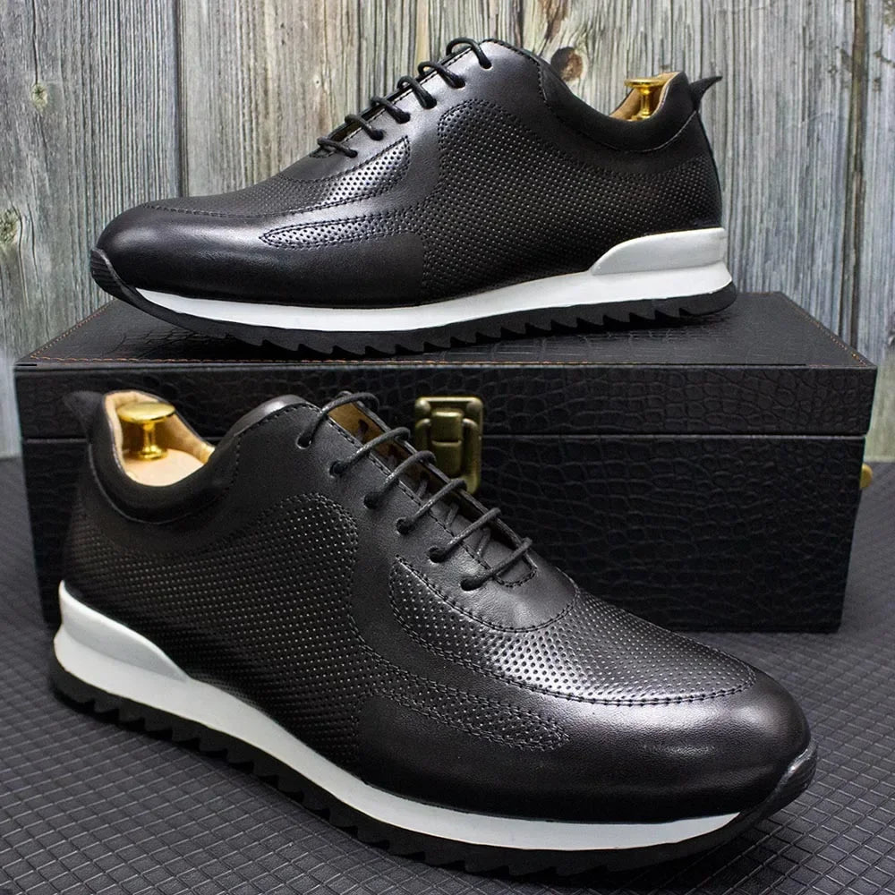 Sneakers Oxford Homme Cuir Véritable Lacets Respirant Imperméable | Noir Marron EU 39-46