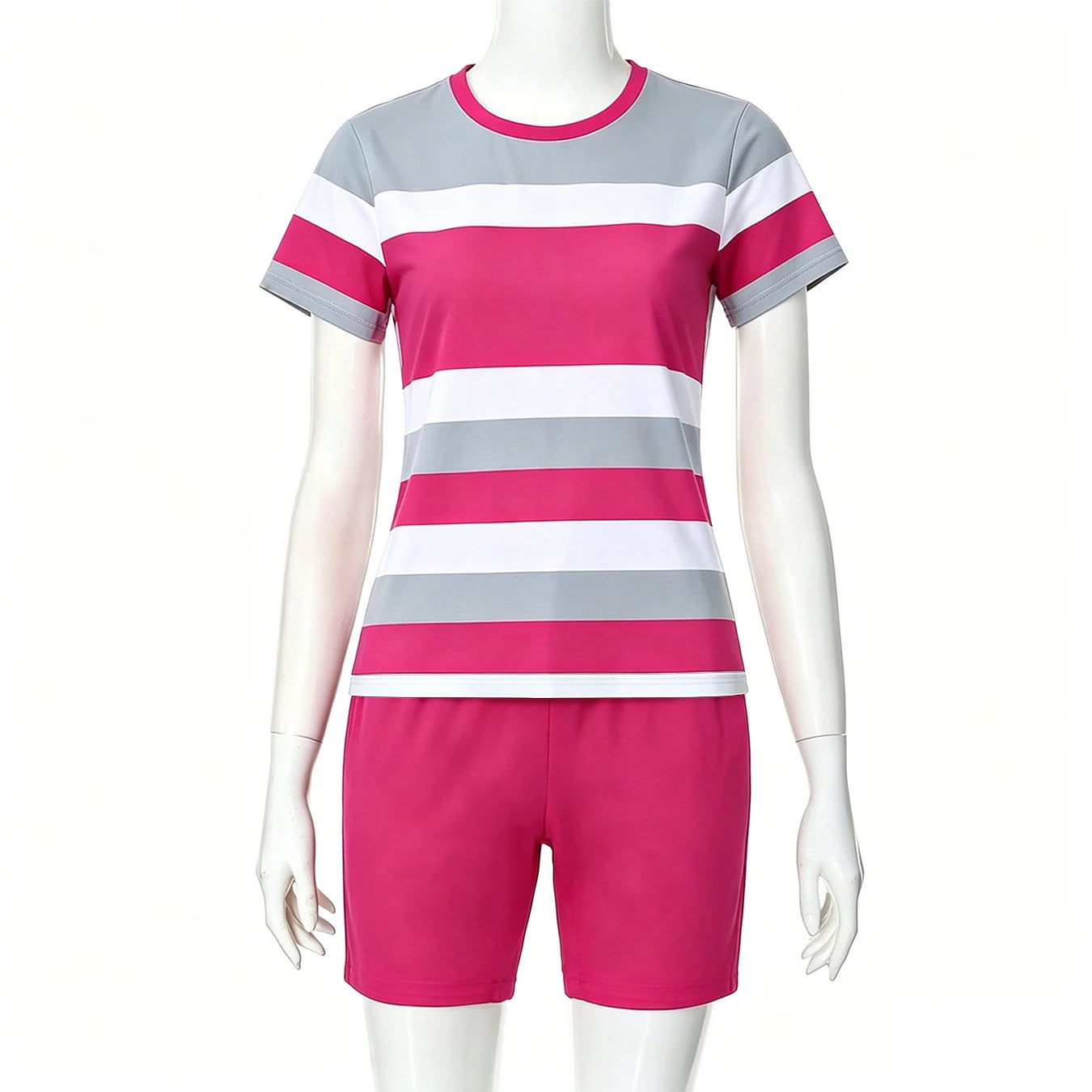 Ensemble 2 Pièces Femme Top Rayé Manches Courtes & Short – CLEVI Paris