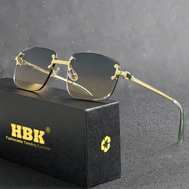 Lunettes de Soleil Carrées Sans Monture Femme HBK – Verres Dégradés UV400 – CLEVI Paris