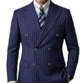 Blazer croisé rayé homme – Bleu marine – CLEVI Paris