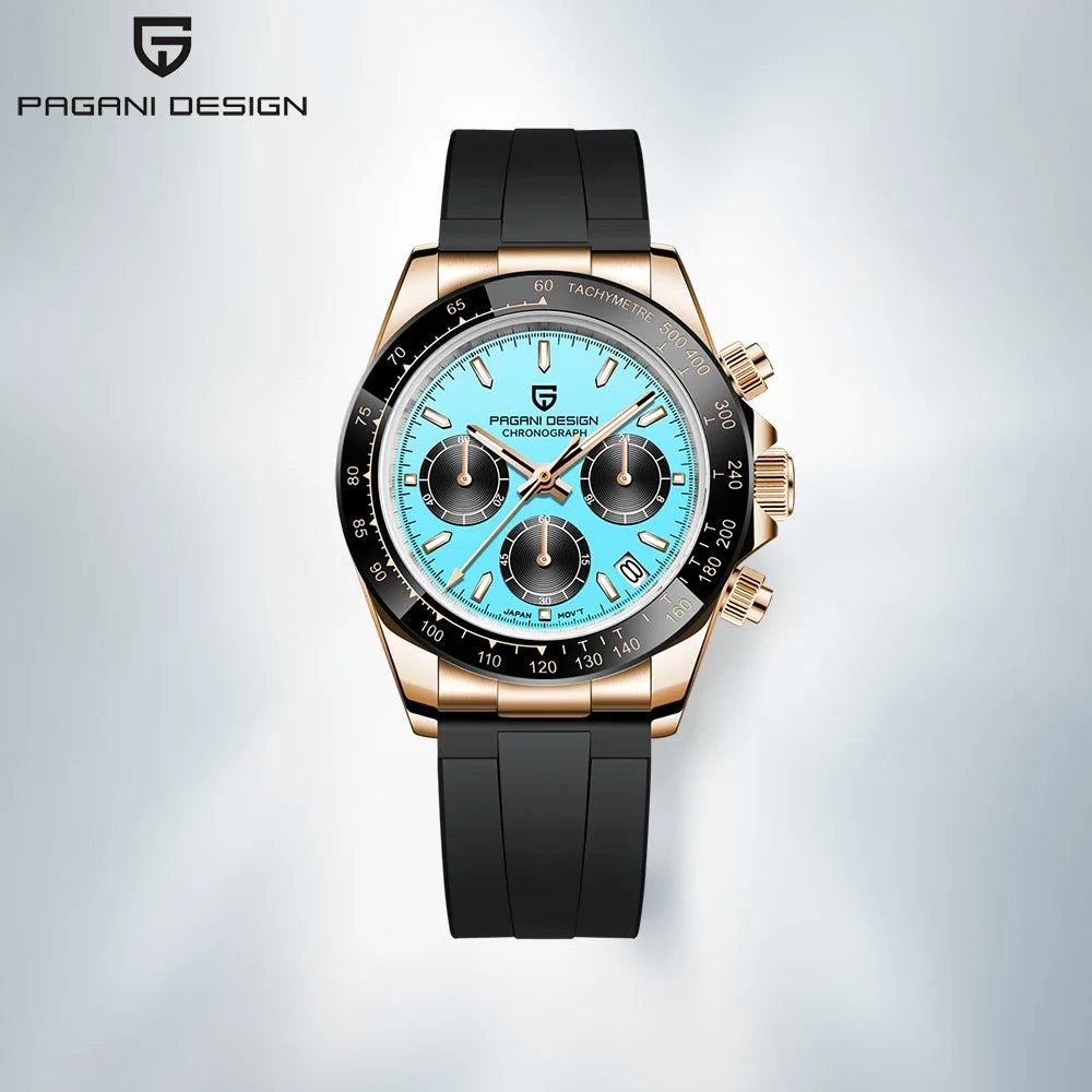 PAGANI DESIGN PD-1664 Montre Homme Chronographe Quartz Cadran Météorite Verre Saphir 10 ATM Lumineux 7 Coloris – CLEVI Paris