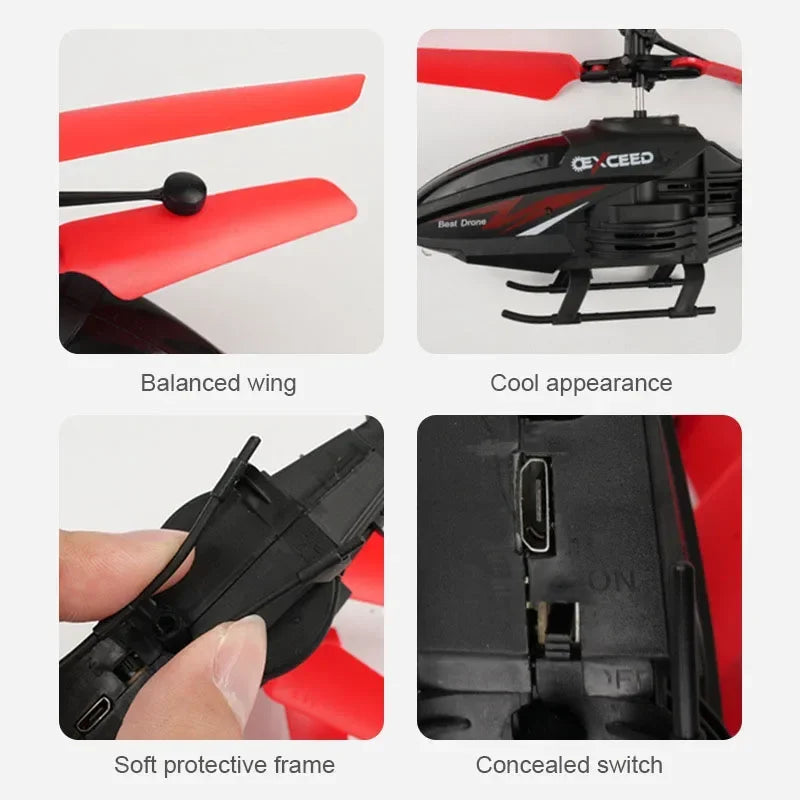 Hélicoptère Télécommandé Anti-Choc avec Lumières – Vol Suspendu, Rechargeable USB – CLEVI Paris