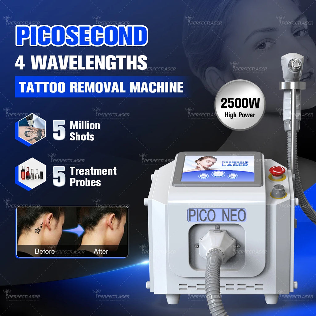 Machine Laser Picoseconde Professionnelle 2025 | Q-Switch 4 Longueurs d’Onde 2500W | Détatouage & Rajeunissement – CLEVI Paris