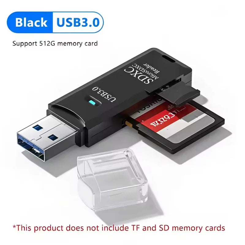 Lecteur de Carte TF/SD USB 2.0 & 3.0 – Haute Vitesse, Ultra-Compact, Certifié CE/RoHS, PC & Laptop – CLEVI Paris