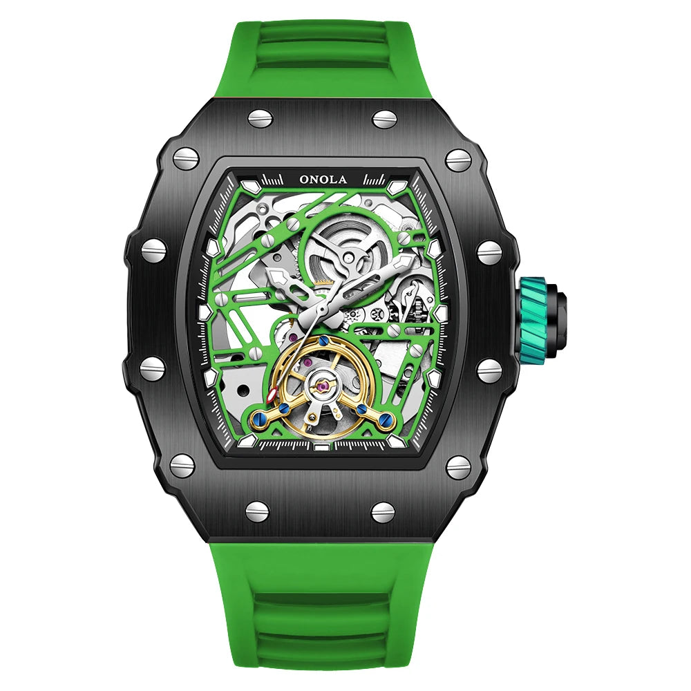 Montre Automatique Homme Onola ON-3854 Tourbillon Squelette Tonneau Silicone – CLEVI Paris