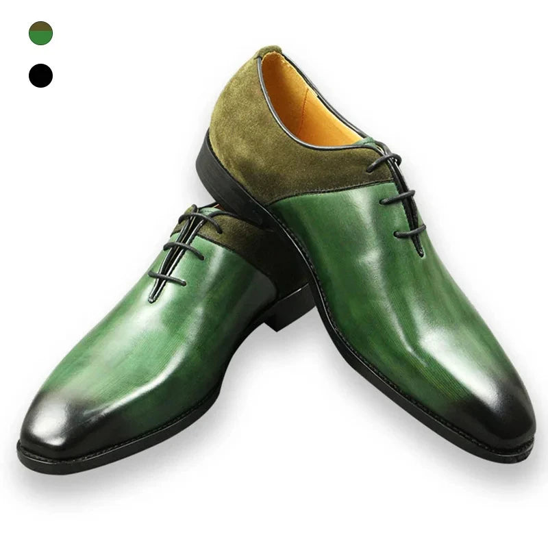 Oxford Homme Cuir Véritable | Chaussures Élégantes Noir & Vert