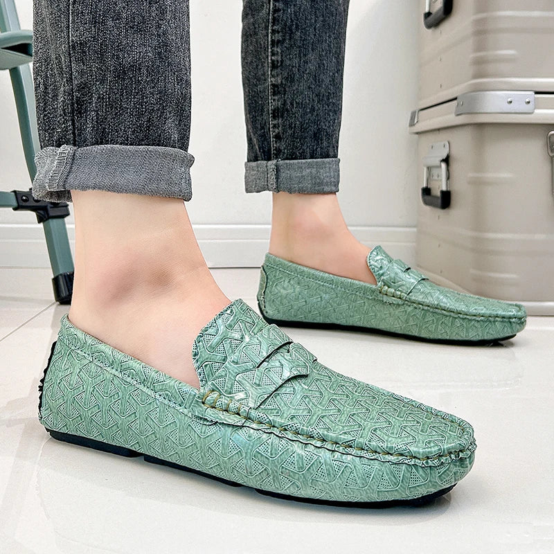 Mocassins Homme Cuir Fendu Slip-On | Orange, Or, Gris, Vert, Noir – CLEVI Paris