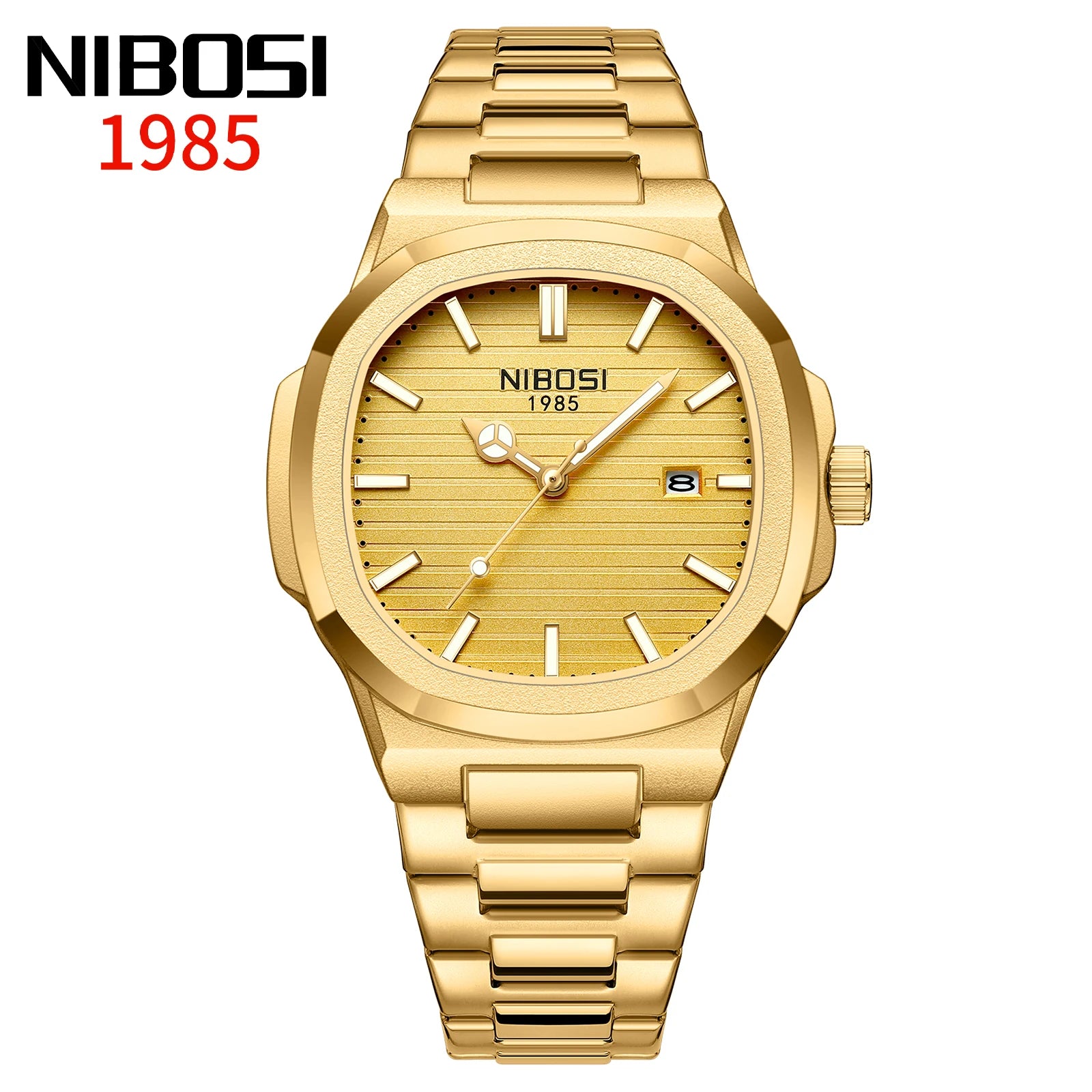 Montre NIBOSI 2632 – Quartz Sport, Boîtier Carré Alliage, Bracelet Acier Inoxydable, Étanche 3 ATM – CLEVI Paris