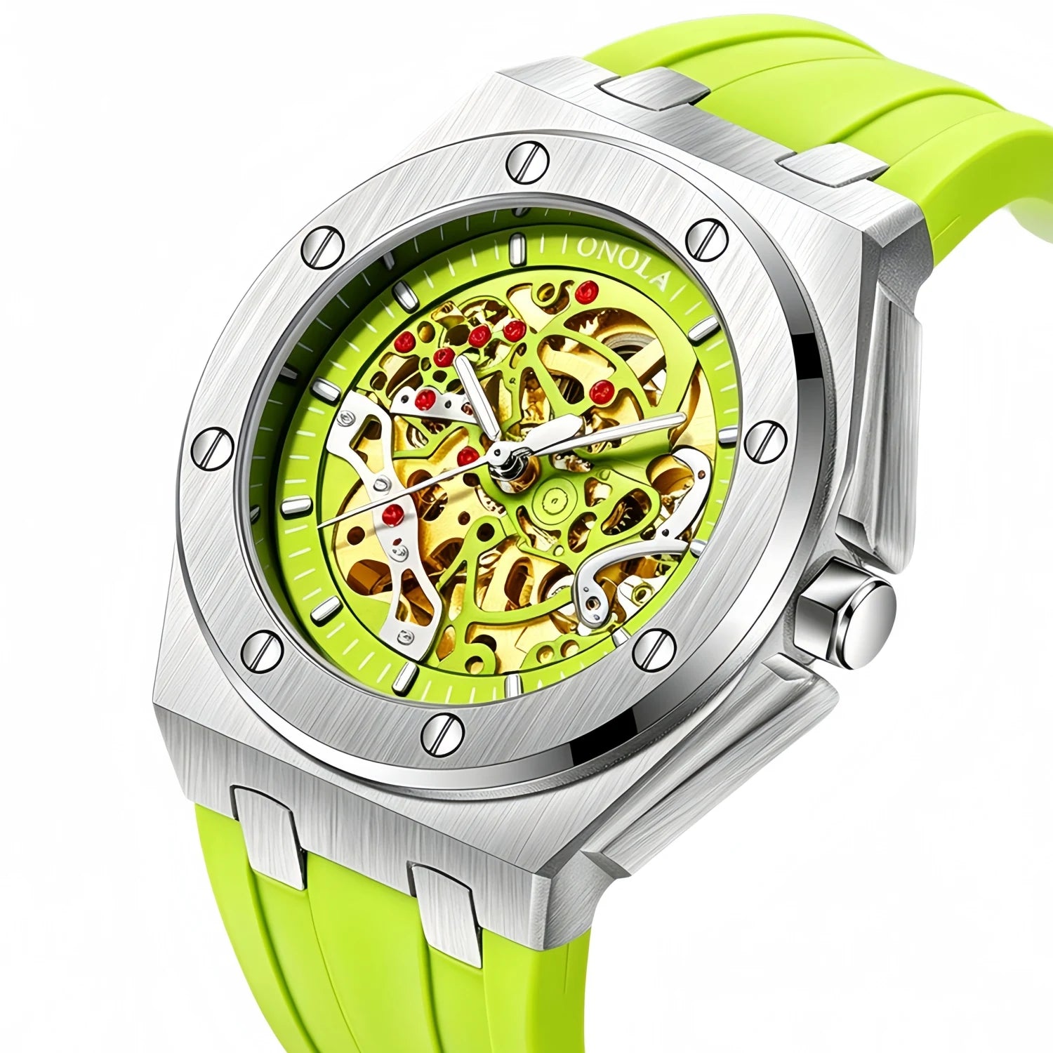 ONOLA Montre Automatique Homme Squelette Sport Silicone Étanche Multicolore – CLEVI Paris