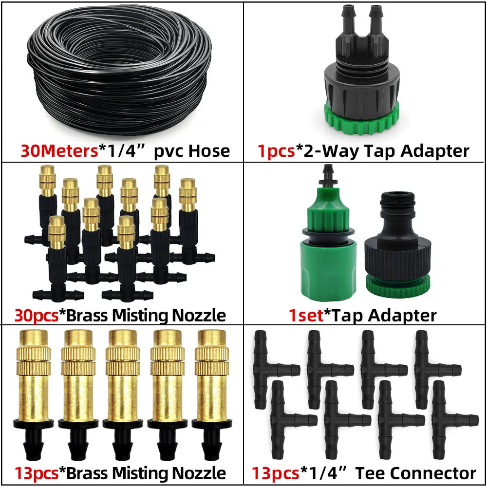 Système de Brumisation Extérieur – Tuyau 4/7mm, Buses Laiton, 15 à 30m