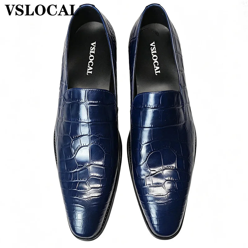 Mocassins Homme Luxe Cuir Véritable Imprimé Crocodile Slip-On – CLEVI Paris
