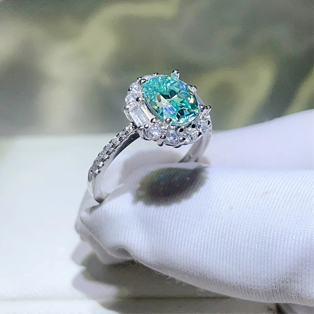 Bague Moissanite Verte Paraiba Argent 925 – CLEVI Paris