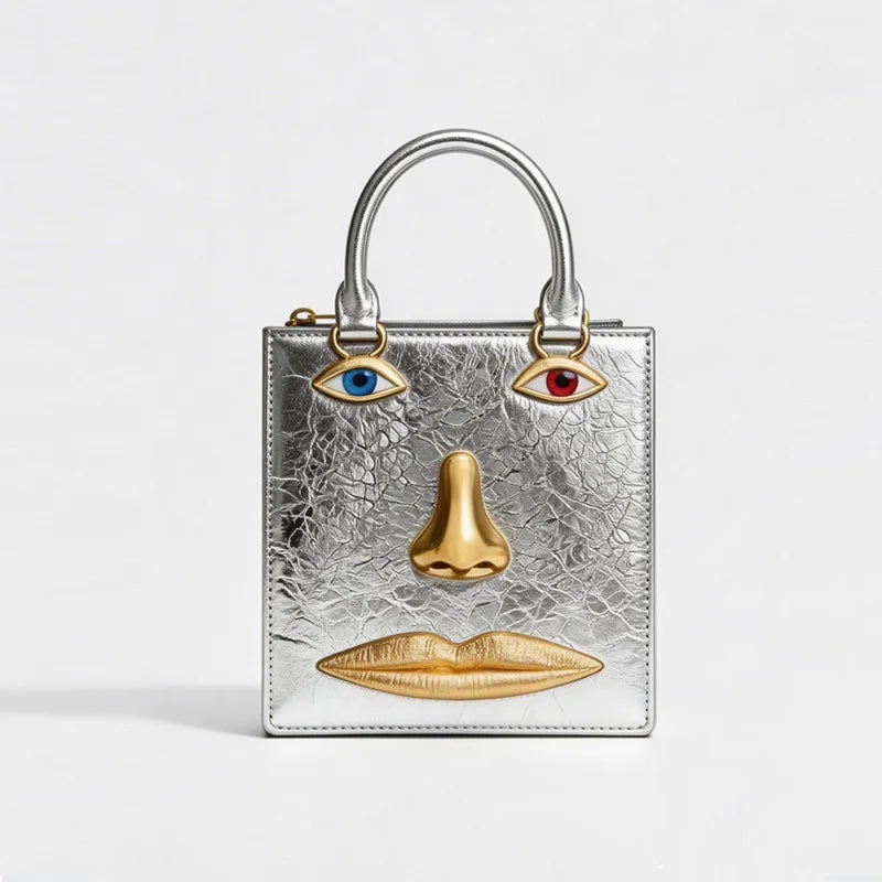 Sac À Main Femme Motif Visage Bijoux Bandoulière Dorée 8 Coloris – CLEVI Paris
