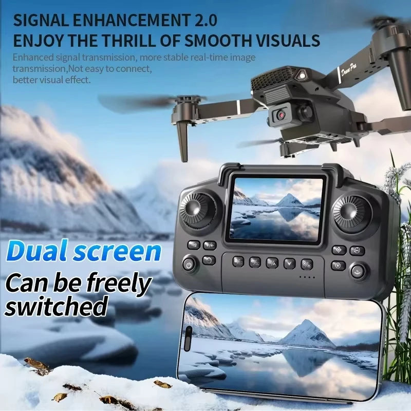 Drone E88 Pro 8K avec Écran Télécommande – Double Caméra, Positionnement Optique, Brushless & 23 Min de Vol – CLEVI Paris