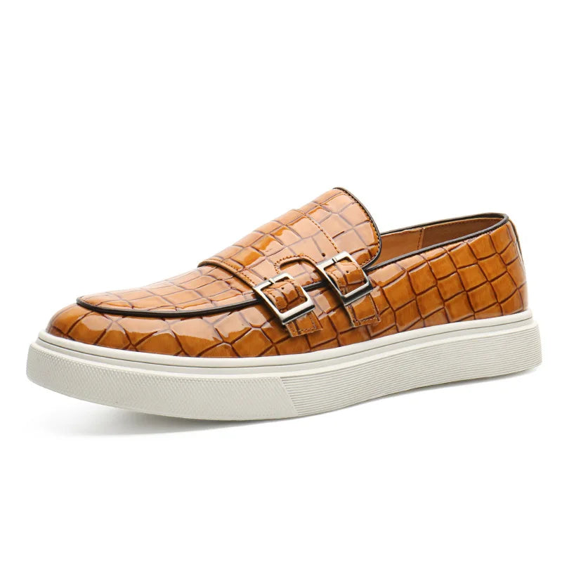 Loafers Cuir Motif Crocodile Homme Semelle Épaisse Monk Strap | 4 Coloris – CLEVI Paris