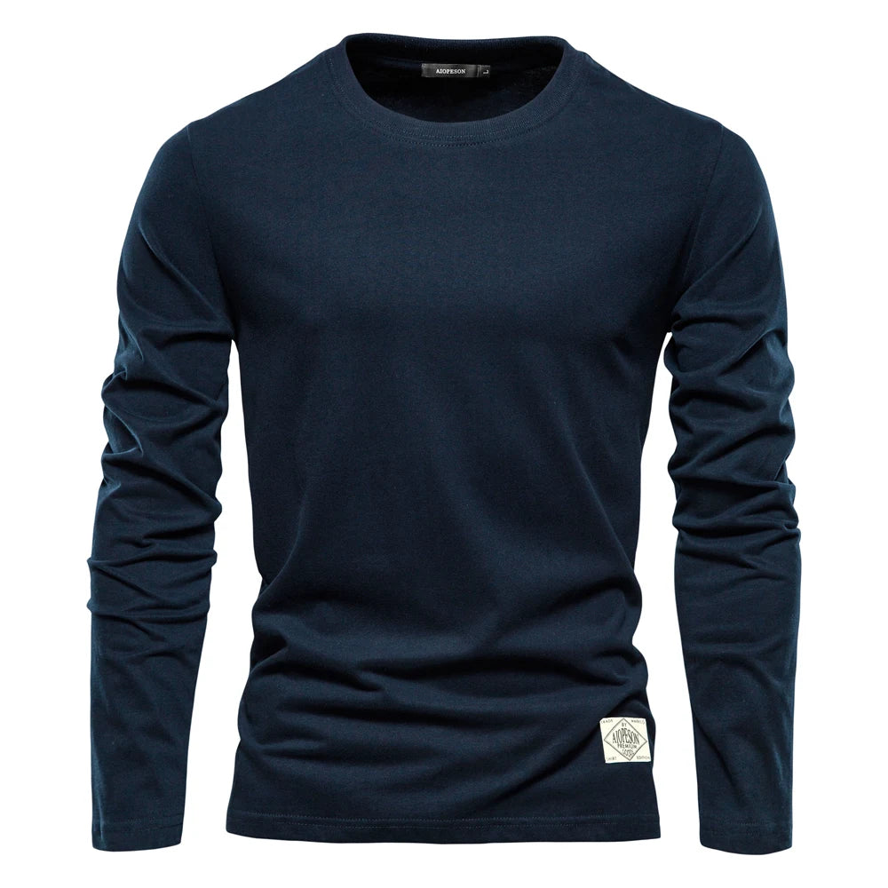 T-Shirt Homme 100% Coton Manches Longues Col Rond Uni 7 Coloris – CLEVI Paris