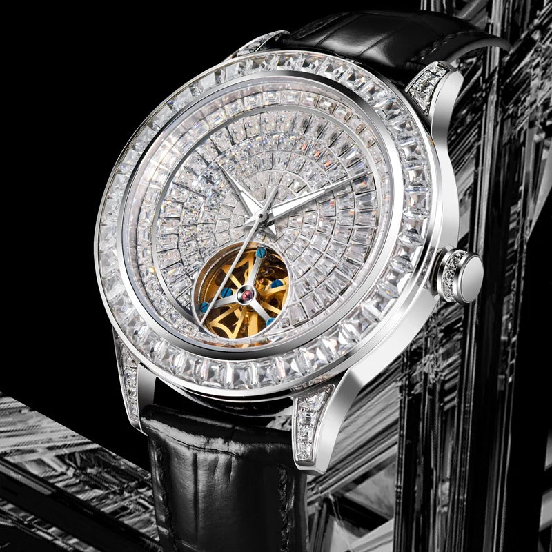 Montre Mécanique Femme & Homme HAEMMER 5037 – Cadran Diamants, Cuir & Automatique | Luxe