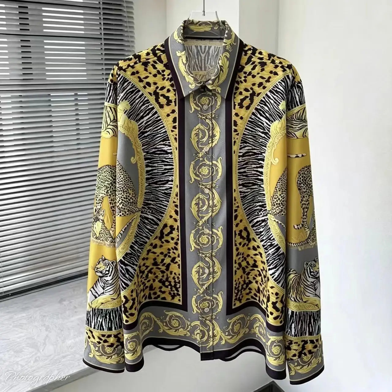 Chemise Homme Manches Longues – Impression 3D | Style Européen | Grande Taille
