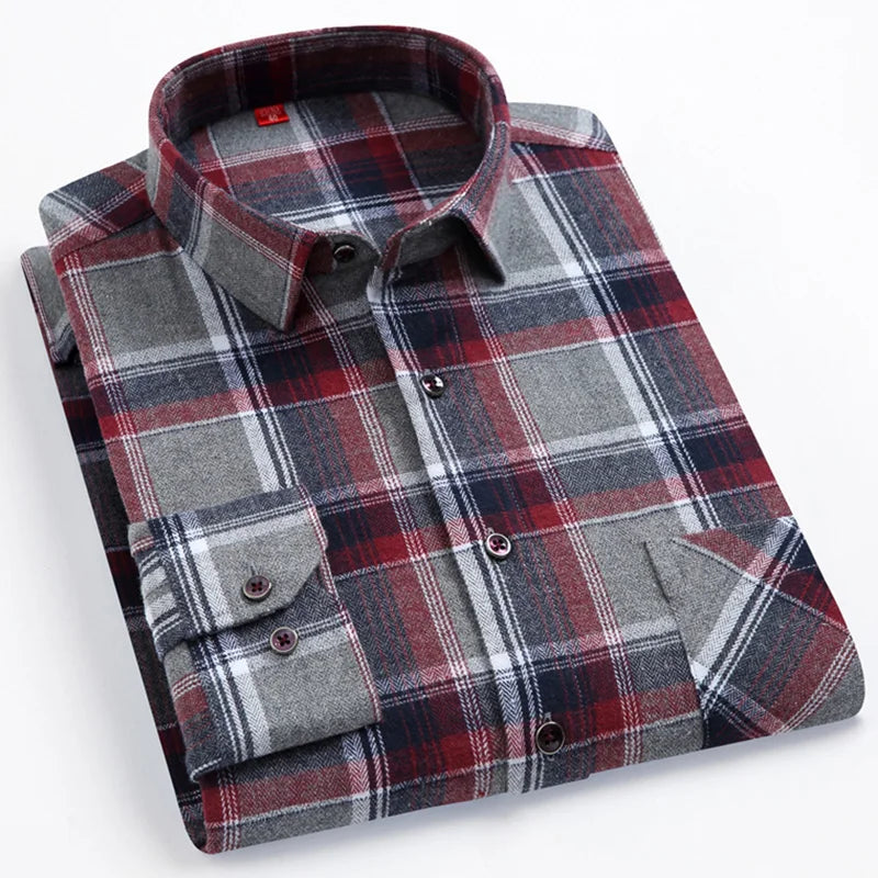 Chemise Homme Manches Longues Coton Carreaux Style Britannique – CLEVI Paris
