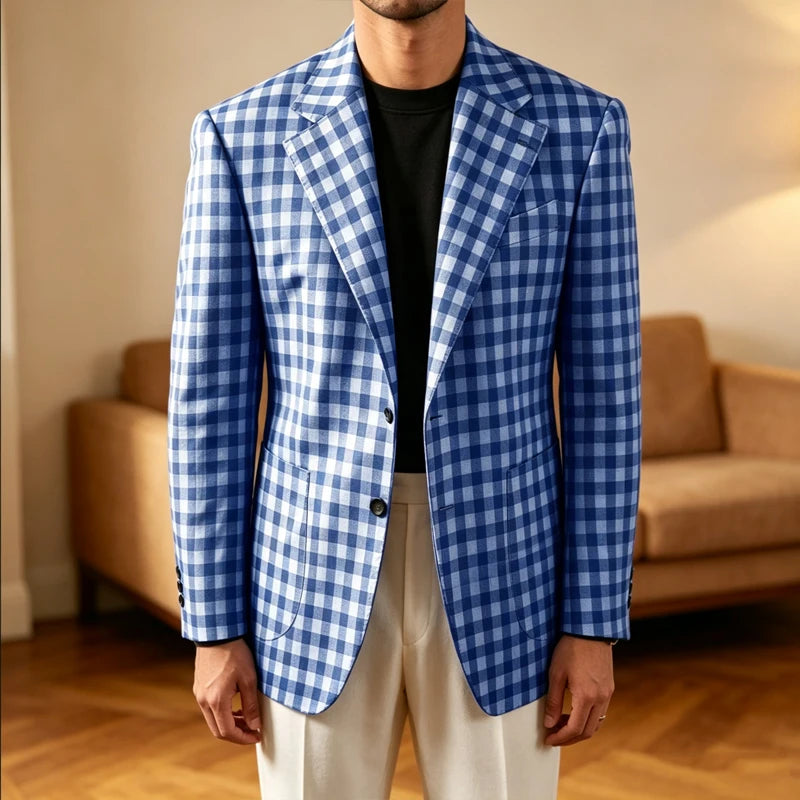 Blazer homme à carreaux coupe ajustée – CLEVI Paris