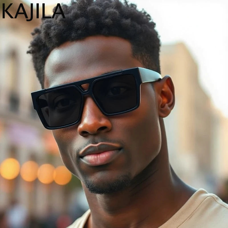 Lunettes de Soleil Oversize Carrées Steampunk Homme – Polarisées ou Dégradées UV400 Catégorie 3 Style Vintage Punk – CLEVI Paris