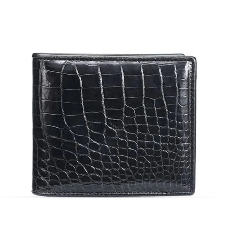 Portefeuille Court Homme Cuir Crocodile Véritable Motif Alligator – CLEVI Paris