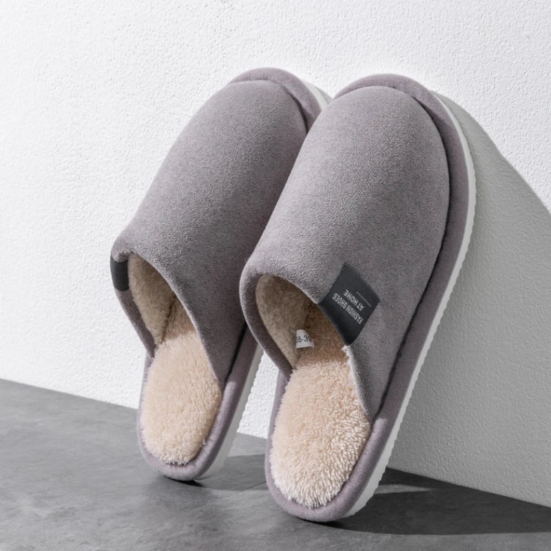 Chaussons d'Hiver Homme Antidérapants – Semelle EVA, Doublure Peluche & Confort Plat