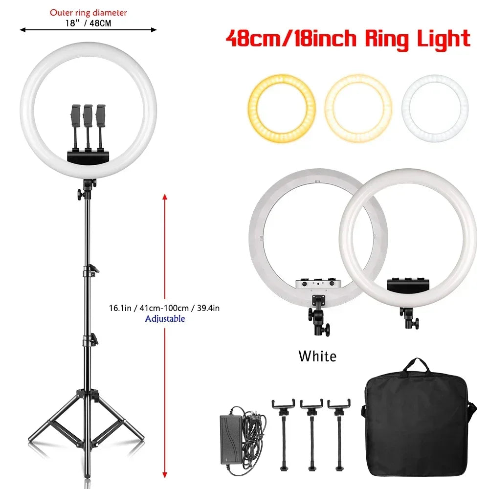 Anneau LED SH 18 pouces et supports au choix – CLEVI Paris
