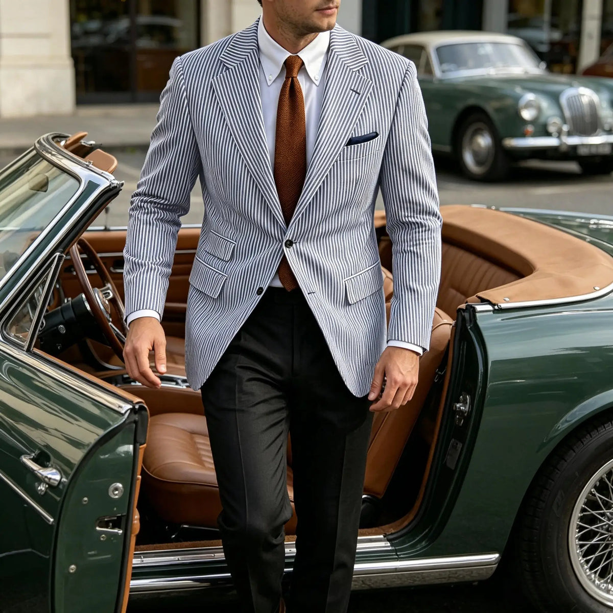 Blazer rayé homme en coton – CLEVI Paris