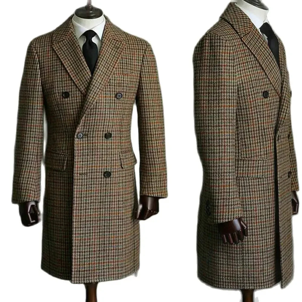 Manteau Long Homme Laine à Carreaux – CLEVI Paris