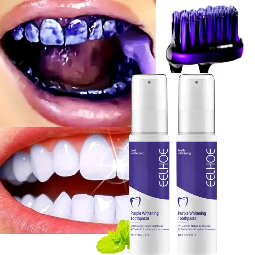 Dentifrice Violet Blanchissant Eelhoe | Correction Couleur, Nettoyage Profond & Haleine Fraîche | 30ml – CLEVI Paris