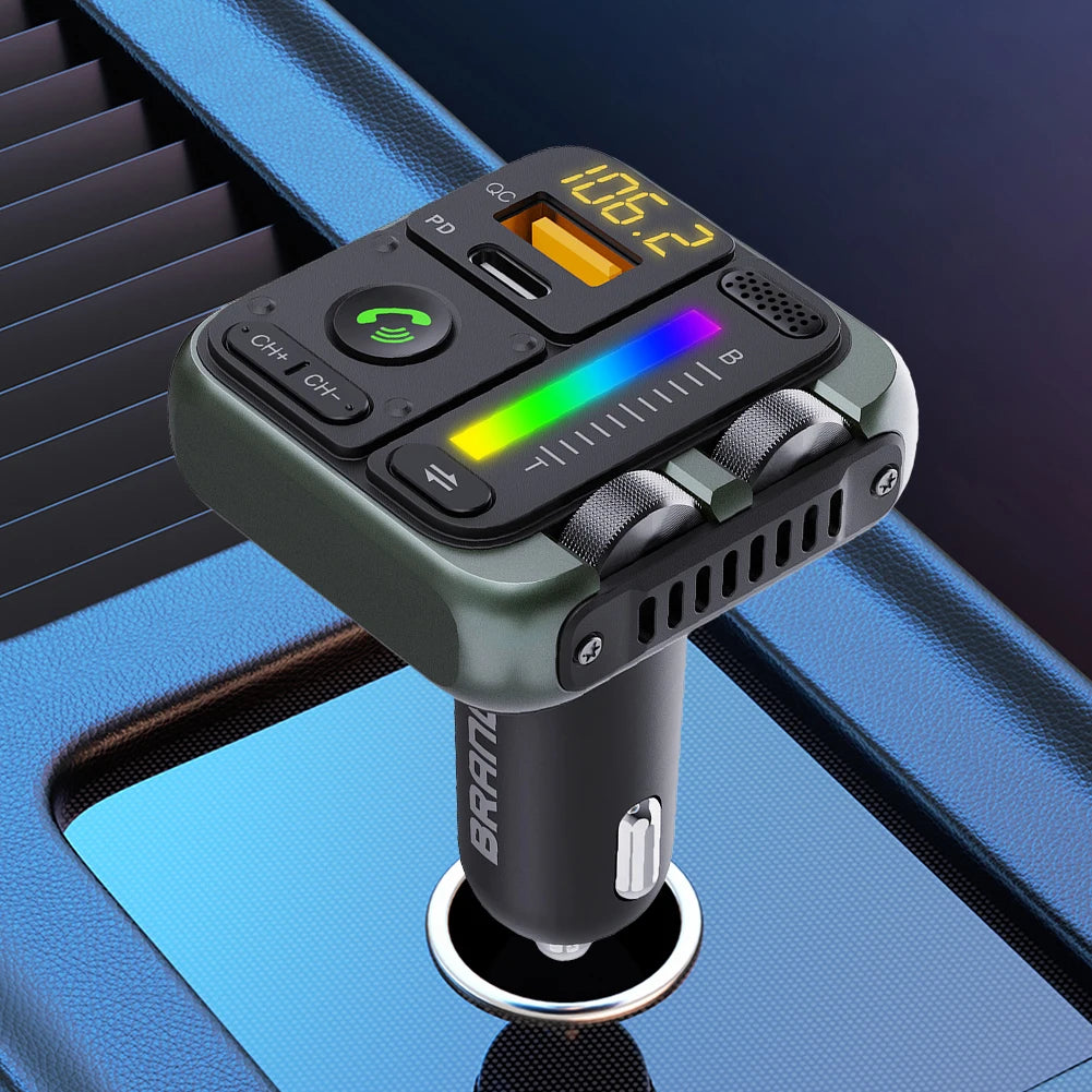 Transmetteur FM Bluetooth 5.3 Voiture Shunmaii T25 – Charge Rapide PD 42W, Double USB, Mains Libres, Lecteur MP3 Clé USB