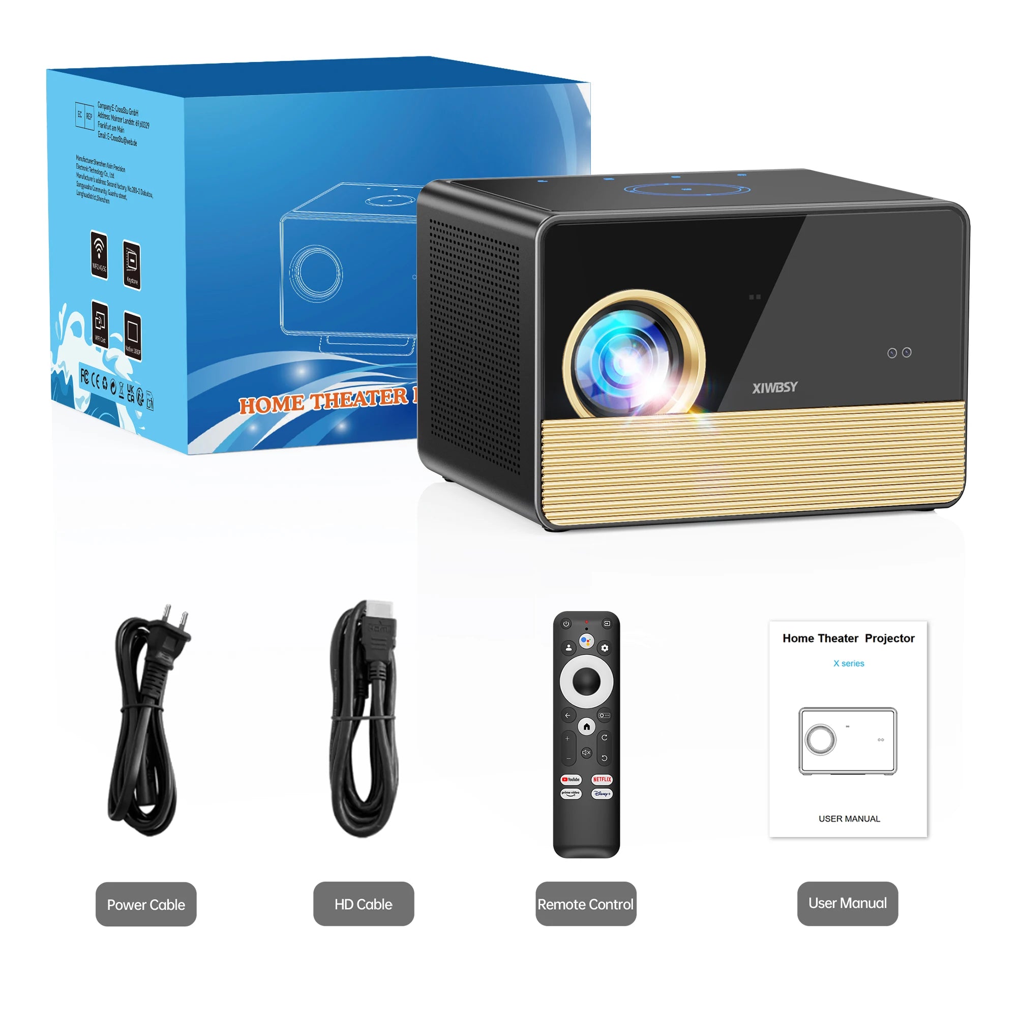 XIWBSY X06 Projecteur Google TV Android 11 1080P 4K 3500 ANSI Autofocus TOF Optique Fermée WiFi 6 BT 5.4 Son 24W – CLEVI Paris