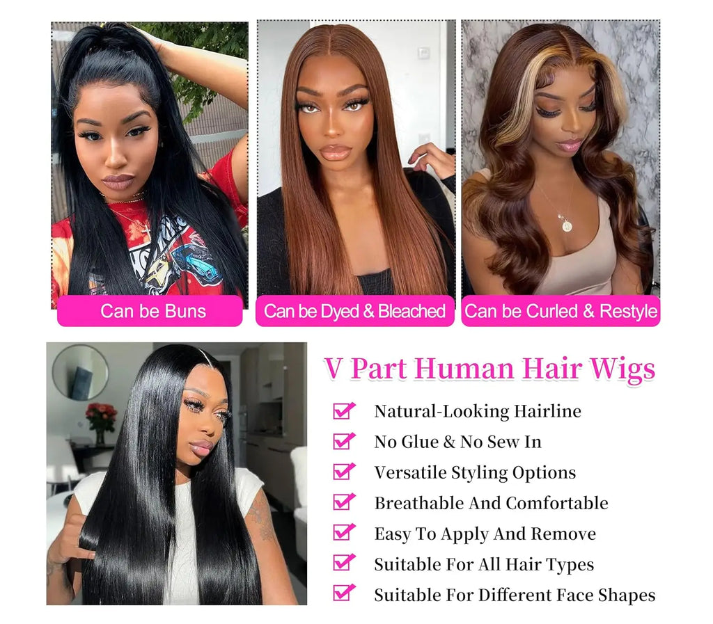 V-Part Wig Cheveux Humains Brésiliens — CLEVI Paris