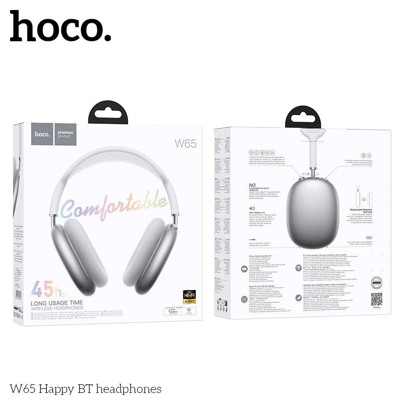 Casque Bluetooth HOCO W65 HiFi 45h Coussinets Tissu – CLEVI Paris