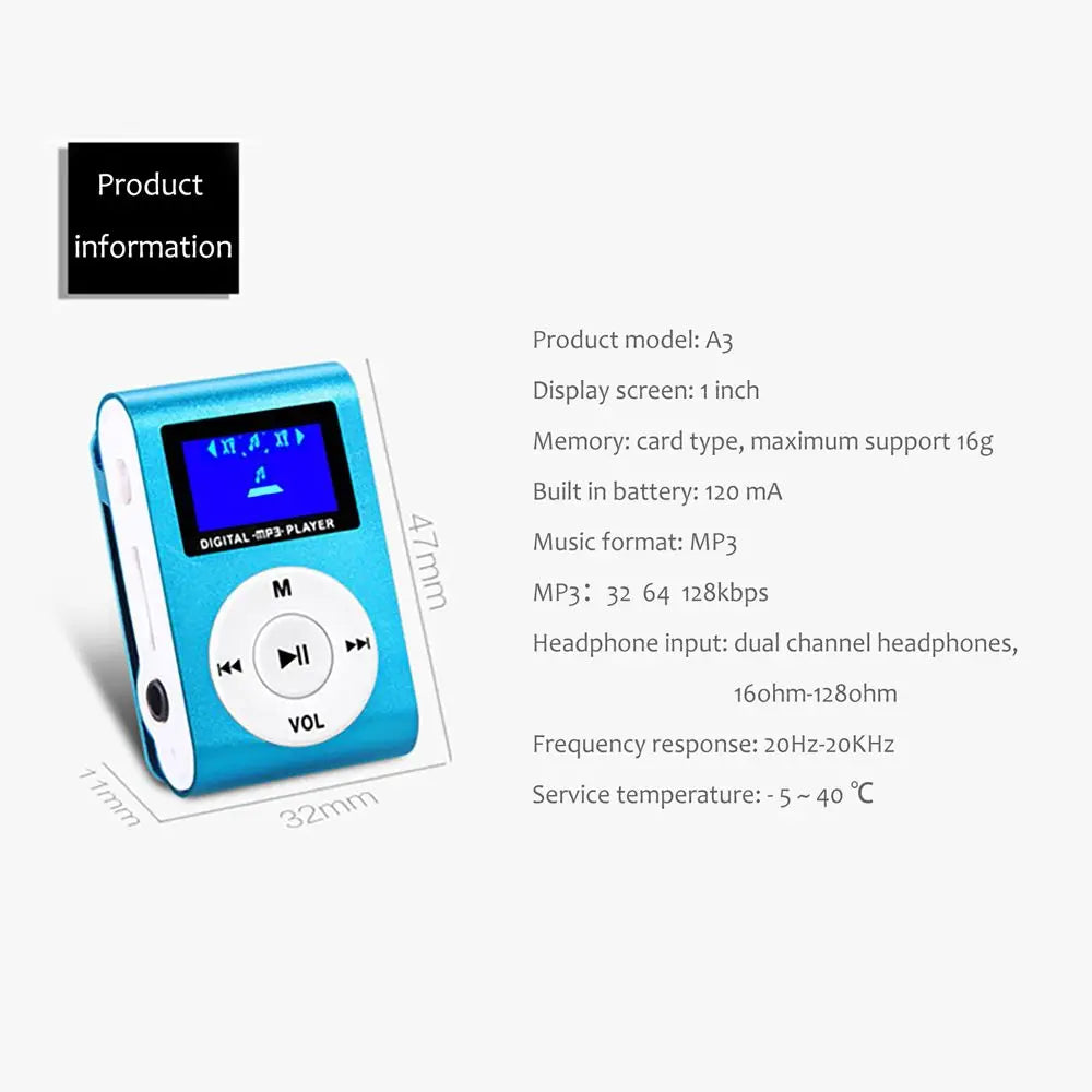 Throughpp Mini Lecteur MP3 Clip Métal LCD TF 32Go EQ 5 Modes Sport – CLEVI Paris