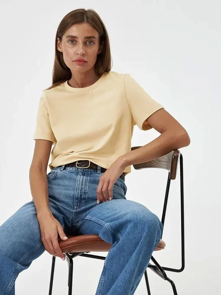 T-shirt Femme 100% Coton — Coupe Loose Manches Courtes | CLEVI Paris