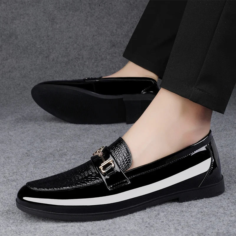 Mocassin Homme Cuir Verni Slip-On – Design Minimaliste, Business & Mariage, EU 39-47 – CLEVI Paris