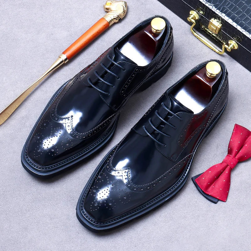 Oxford Brogue Homme Cuir Véritable – Bout Pointu, Lacets, Style Vintage Business EU 38-46 – CLEVI Paris