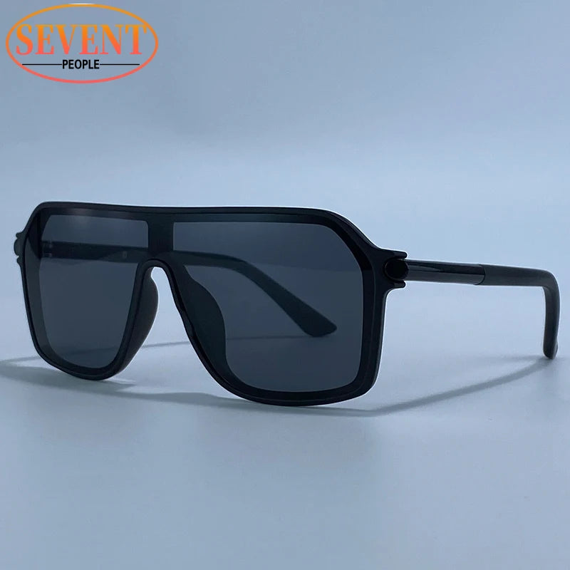 Lunettes de Soleil Monobloc Bouclier Oversize Homme – Monture Métal Style Vintage Outdoor UV400 – CLEVI Paris