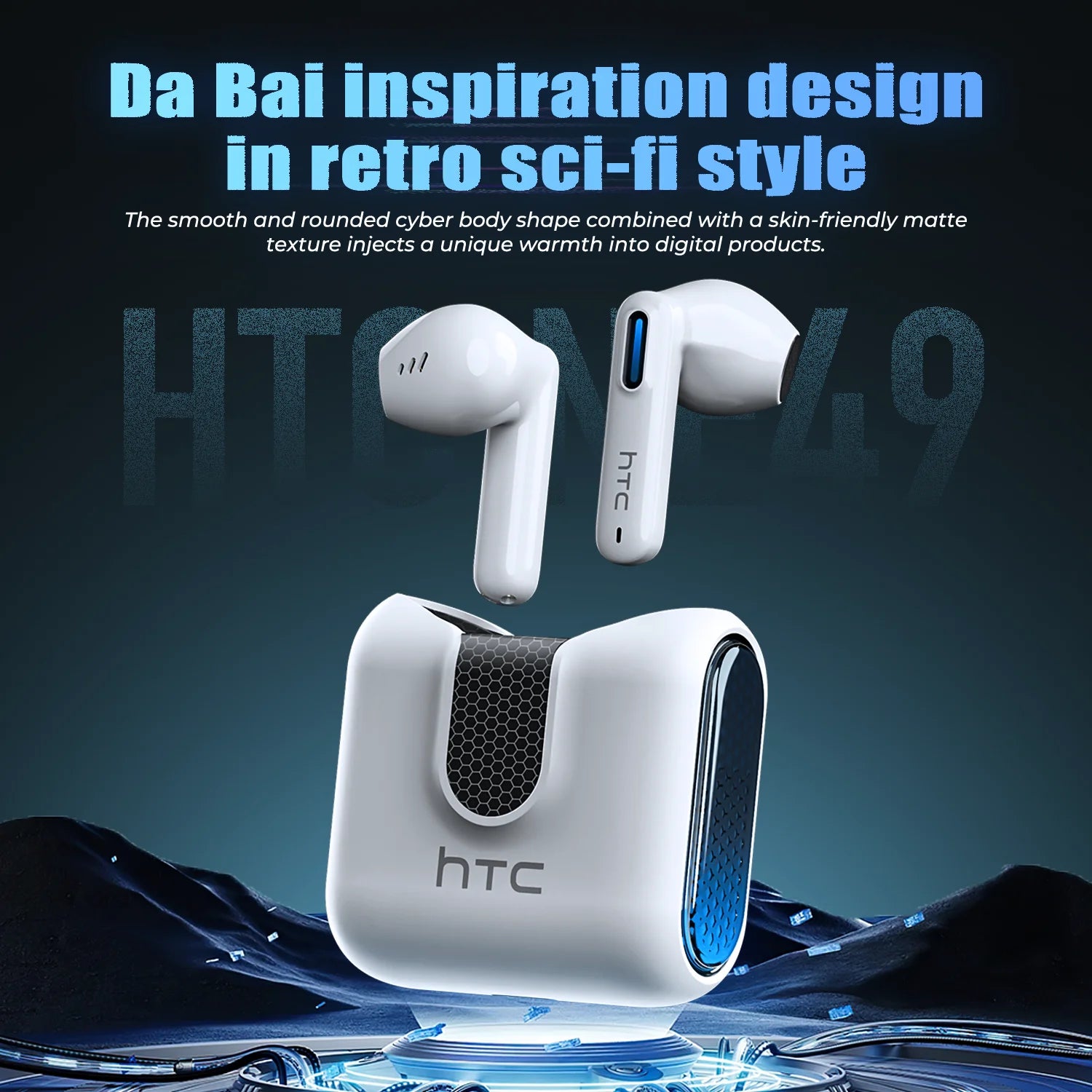 Écouteurs Bluetooth HTC NE49 – Traducteur IA 134 Langues, RGB, ENC, Gaming