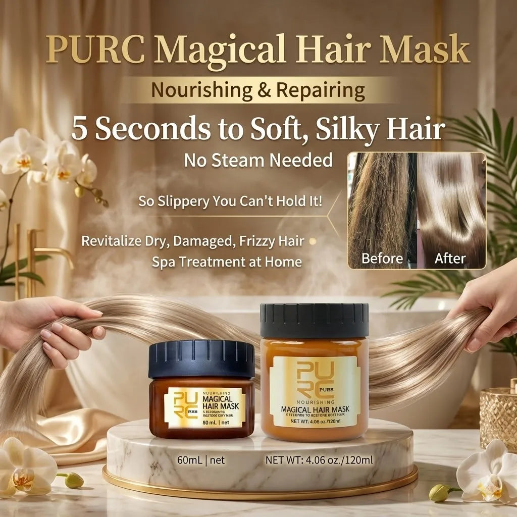 Masque Capillaire Réparateur PURC – Soin Intensif Sans Vapeur, Cheveux Secs & Abîmés