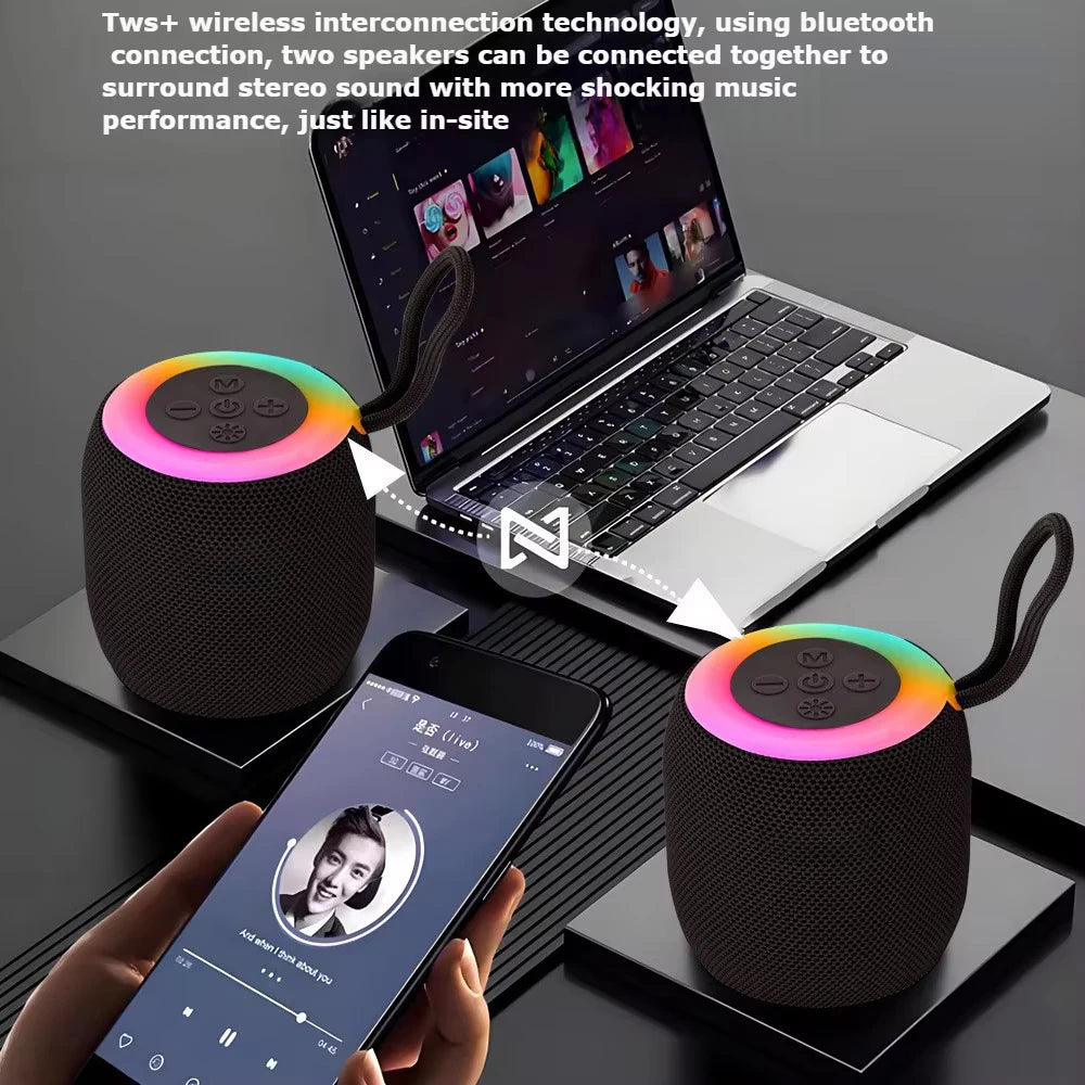 Enceinte Bluetooth Portable Mini LED Colorées | 5W, Batterie 800 mAh, Camping & Maison, 4 Coloris – CLEVI Paris