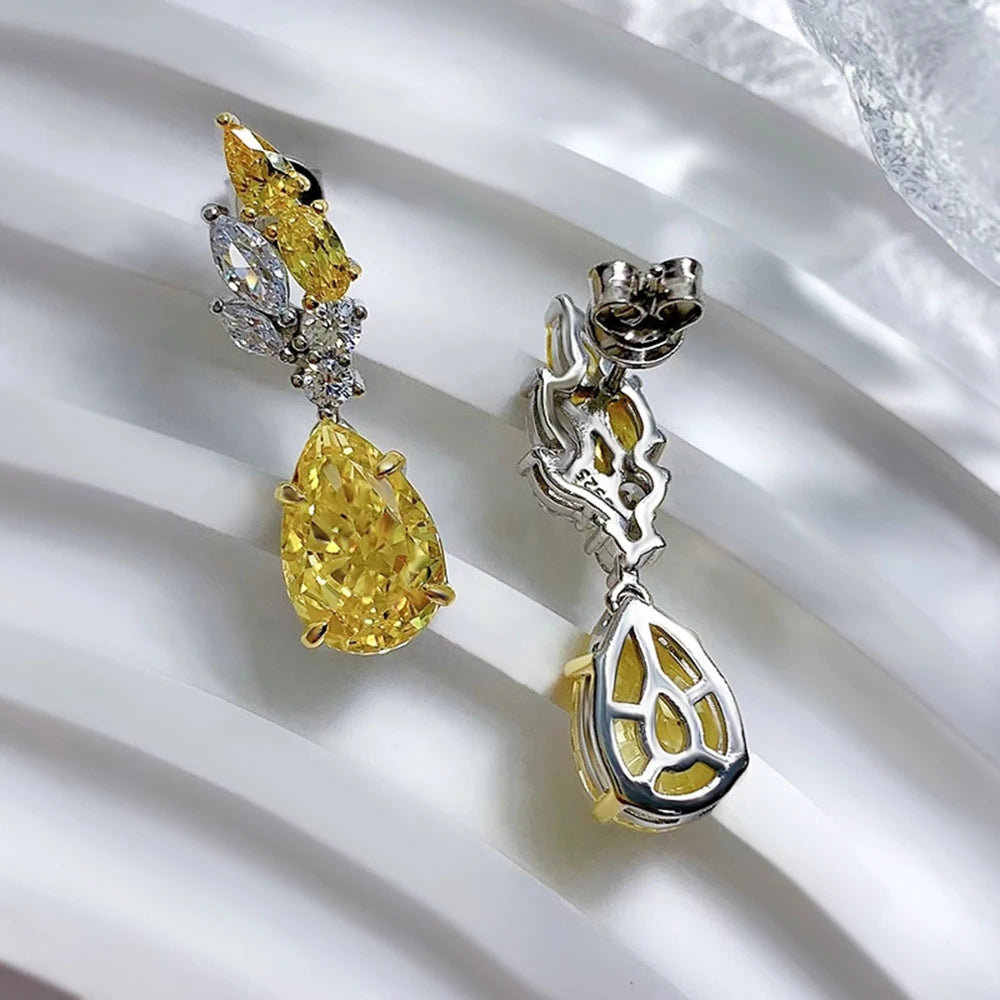 Boucles d’Oreilles Pendantes Citrine Radiant 8x12mm Argent 925 – CLEVI Paris