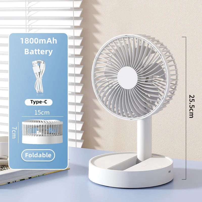 Ventilateur pliable rechargeable, 4 vitesses – CLEVI Paris